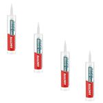 Loctite 100% silicone sealant, Waterproof, No shrinkage,Dries in 10mins,Waterproof in 2hrs,Ideal for kitchen, bathroom,HVAC applications, sealant for glass, ceramics, aluminum, steel, White,260ml x 2