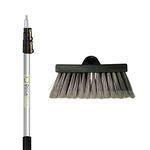 DOCAZOO DocaPole 5-12 Foot Soft Bristle Scrub Brush Extension Pole |Car Wash Brush Extension Pole | Long Handle Scrub Brush and Deck Brush for House Siding, Windows, Deck, Car, Truck, RV and More