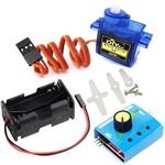 Wishiot Servo Motor Tester Kit SG90 9g Micro Servo 180 Degree + RC Micro Servo Tester Controller with Power Supply Case 4AA Battery Holder Case with JR Connector