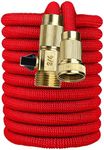 BINDAN Upgraded Best Expandable Garden Hoses, 25/50/75/100 FT No-Kink Flexible Water Hose, 3/4 Inch Solid Brass Fittings and Double Latex Core, Lightweight Easy Storage (50FT, Red)