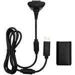 OSTENT 2 in 1 Charger Cable + Rechargeable Battery Pack Compatible for Xbox 360 Wireless Controller Color Black