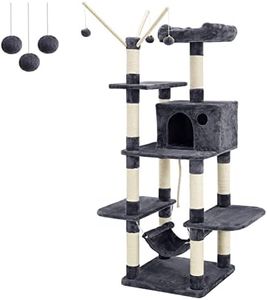 FEANDREA Arbre à Chat, Multi-Niveaux, Grande capacité, Griffoir, Niches, Colonnes renforcées, Hauteur 154 cm, Gris foncé PCT86G
