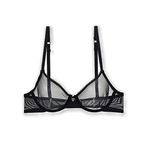 Vogue's Secret Women's Sheer Mesh See-Through Bra Plus Size Unlined Transparent Bras Non-Padded Black 34D