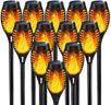 IkeeRuic Solar Halloween Flame Torch Lights for Outdoor Decor, 12Pack Outdoor Lights Solar Powered Waterproof, LED Torches for Outside Decor, Luces Solares Outdoor Decorations for Patio Garden Art