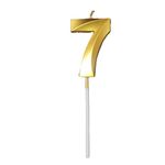 Party Decorz Number 7 Gold Candle | Seven Number Candle |Number 7 Metallic Gold Candle for Birthday,Anniversary, Surprise Party Cake Decoration Candle