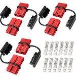 Frienda 6 Pieces 2-4 Gauge 175A Battery Quick Connector 12-36V Battery Quick Disconnect Wire Harness Plug Kit Battery Quick Connector Disconnect Plug for Motor Winch Trailer (Red)