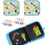 MANOGYAM Kids Erasable Doodle Book | Art Book | Drawing Book | Reusable Drawing Pads with 12 Watercolor Pens | Portable Drawing Toy Books Gifts for Kids (2Pc Sky Blue)