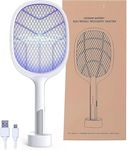 Quicknik 2-in-1 Electric Bug Zapper Racket, 3000V High Voltage LED Lighted Handheld Mosquito Swatter with 3 Layer Safety Mesh, USB Charging Portable Fly Killer Racquet for Indoor Outdoor Use