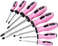 FASTPRO 8-Piece Pink Magnetic Screwdrivers Set with 4 Phillips and 4 Slotted Tips, Precision Screwdriver Repair Tool Kit for Wowen