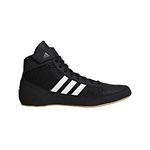 adidas Men's Boy's HVC2 Wrestling Mat Shoe Ankle Strap (Black/White, 11)