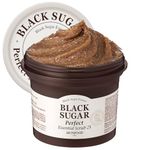 SKINFOOD Black Sugar Perfect Essential Scrub 210g - Facial Exfoliating Massage Scrub w/o Irritation - Removes Blackheads & Dead Skin Cells - Sugar Scrub Body Exfoliator for Men & Women (7.4 fl.oz.)