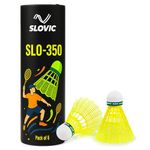 Slovic Shuttlecock [Set of 6] | Durable Nylon Feather Skirt | Aerodynamic Wing Rib Design Shuttlecock 350 | Stable Flight & Fast Recovery