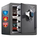 MASTER LOCK Certified Fireproof and Waterproof Safe, 33L, 453 x 415 x 491 mm, Digital Combination plus override Key with Backlit Keypad, for home and professionals, Grey Medium