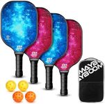 Pickleball Paddles Set of 4, USAPA Approved Pickle Ball Set with 4 Pickleball Balls and Pickleball Bag, Fiberglass Pickle Ball Rackets 4 Pack for Beginner(4set B&R)