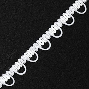 4-Yards Petite Braid Trim with Elastic Button Loop for Costume, Crafts and Sewing, TR-12155 (White)