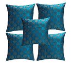 KREEVAL Dhupion Silk 150TC Designer Decorative Square Throw Pillow Cover|Cushion Case for Sofa|Cushion Covers for Home Or Car(16x16 INCH or 40cm X 40cm Set of 5-RAMA)