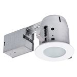 Globe Electric 4" Damp Rated Shower Recessed Lighting Kit, Tempered Frosted Glass, Dimmable Downlight, White Finish, Easy Install Push-N-Click Clips, 3.88" Hole Size 90663