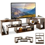 COSTWAY TV Stand for TVs up to 65 Inches, Free Combination Adjustable TV Cabinet Media Entertainment Center Storage Shelf, Modern Wooden TV Unit Console Table for Living Room Bedroom (Rustic Brown)