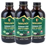 Organic Elderberry Syrup for Adults and Kids. To relieve Colds & Flu faster. Delicious taste. No sugar added. Made Canada. (3 Bottles)