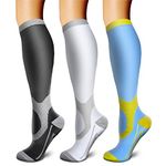 CHARMKING 3 Pairs Copper Compression Socks for Women & Men Circulation 15-20 mmHg is Best for All Day Wear Running Nurse