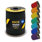 EdcX 4mm Nylon Paracord 550 30m (100 feet) - Type III, 100% Nylon Rope, 7 Strand Rope, 4mm Nylon Rope in Solid Colors (Black, 30 m)