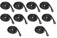 Savage Island 10 Pack 8mm 2.5m Fender Line Rope Tie Boat Yacht Canal Barge - Spliced Loop At One End (Black)