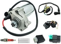 110cc ATV Starter Motor 2 Bolt Fits for Kids ATVs Quad Dirt Pit Bike TaoTao 50cc 70cc 90cc 110cc 125cc, 4 Piece ATV Part with Solenoid Starter Relay&Ignition Coil&Voltage Regulator