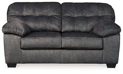 Signature Design by Ashley Accrington Plush Loveseat with Tufted Back, Gray