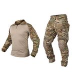 IDOGEAR Men G3 Assault Combat Uniform Set with Knee Pad and Elbow Pads Multi-camo Camouflage BDU Tacti Airsoft Paintball Gear