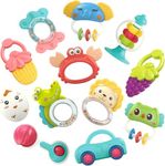 KaeKid Baby Toys,Teething Toys for Babies,Grab and Spin Rattles,Toddler Toys 0 3 6 12 Months,Gifts for Newborn Boys Girls（12pcs）