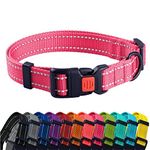 CollarDirect Reflective Dog Collar for a Small, Medium, Large Dog or Puppy with a Quick Release Buckle and Padding - Boy and Girl (Pink, 7''-11'')