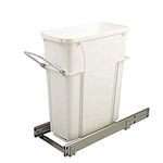 Knape & Vogt 11.375 in. x 22 in. x 18.813 in. 27 Qt. in-Cabinet Double Soft-Close Bottom-Mount Pull-Out Trash Can-White