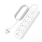 Belkin 8-Outlet Surge Protector Power Strip, Wall-Mountable with 8 AC Outlets, 2M Power Cord, & Green Indicator Light - USB-C Port & USB-A Port w/USB-C PD Fast Charging - 900 Joules of Protection