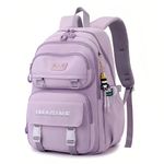 Solid Color Backpacks for Girls School Bags, Purple Elementary Bookbags Girls Backpacks Casual Daypacks, E-Purple