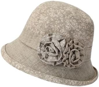 YEKEYI Women's Cotton Linen Bucket Hat Big Brim Hat Summer Sun Beach Cap Visor Sunhat Beige