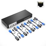 8 Port VGA KVM Console over CAT6, MT-VIKI CAT5E KVM Switch, 1U Rack Mount KVM Included 8 VGA to RJ45 KVM Dongles, Support Extended Distance UP to 230ft/70m by RJ45 Cable