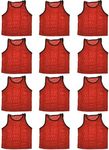 BlueDot Trading 12 Red Adult Sports pinnies-12 Scrimmage Training Vests