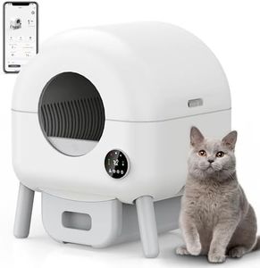 Self Cleaning Litter Box - 105L Automatic Litter Box for Multiple Cats, 1 Roll Trash Bags and Mat Included, App Control, Little-White