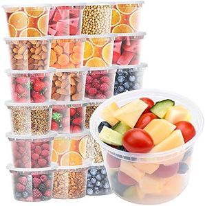 Glotoch 24 Pack 16 oz Deli Containers with Lids, Plastic Food Storage Freezer Storge Soup Containers with Lids - Microwave, Freezer & Dishwasher Safe Eco-Friendly, BPA-Free, Reusable & Stackable