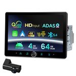 XTRONS 10.1" Double Din Android Car Stereo w ADAS Camera Octa-Core 4+64GB QLED Fully-laminated Screen 3-way Adjustment Rotary Volume Knob All-in-1 Audio Hub Wireless CarPlay Android Auto Bluetooth 5.4