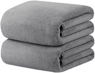 JML Luxury Hotel & SPA Oversized Bath Towels (2 Pack, 40"x80") - 350GSM High-Density Fleece Towel Sets - Super Soft and Absorbent, Lint Free, Fade Resistant Extra Large Bath Sheet, Grey