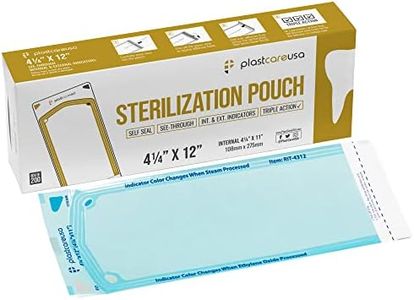 1000 4.25" x 12" Self Sterilization Autoclave Pouches for Cleaning Tools, Sterilizer Bags for Tattoo, Dental Pouch for Dentist Tools, Paper/Blue Film (5 Boxes)