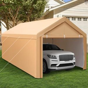 MFSTUDIO 10'x 20' Heavy Duty Carport, Car Canopy Tent with Removable Sidewalls and Doors, Portable Garage with Waterproof and UV-Treated Ripstop Cover Trap for Boat Truck Party