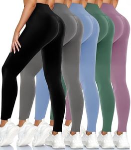 High Waisted Leggings for Women No See-Through-Soft Athletic Tummy Control Black Pants for Running Yoga Workout, 02-black/ Gray/ Blue/ Green/ Pink, Large-X-Large