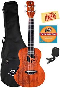 Luna Malu Maluhia (Peace) Mahogany Concert Acoustic-Electric Ukulele Bundle with Gig Bag, Tuner, Austin Bazaar Instructional DVD, and Polishing Cloth