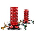 MrCrafts 2Pcs Window Hummingbird Feeders 16oz - Attract 8X More Hummingbirds with Red Diamond-Textured Glass, Ideal for Attracting Wild Birds Outdoor, Bird Watching Gift for Women & Nature Lovers
