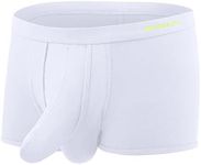 YINYOUYU Mens Elephant Nose Trunk Boxer Underwear Dual Pouch Bulge Enhancing Boxers Briefs Modal Athletic Underpants, 1*white, X-Large Big Tall