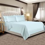 Pizuna100% CottonKing Size Bedsheet 6 Feet, 400 Thread Count Long Staple Cotton Bedsheets for King Size Bed 100x110 Inch with 2 Pillow Covers, Baby Blue Bedsheet for King Size Bed (Cotton Bedsheet)