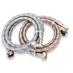 Watflow Stainless Steel Washing Machine Hoses with 90 Degree Elbow, Burst Proof Hot and Cold Water Connection Inlet Supply Lines for Washer, 6Ft