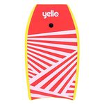 WBL Yello Zig Zag Bodyboard with Leash, XPE Deck, EPS Core Boogie Board for Adults Children Kids, Choice of Colour and Size 33" 41" (Yellow, 41")